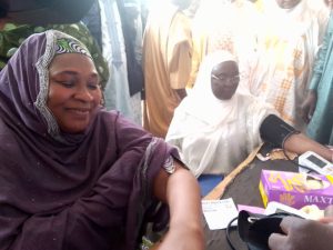 (FR) Acting Head of Service, Hajiya Aisha Usman and Permanent Secretary Ministry of LGA and Chieftancy Affairs, Hajiya Aisha Maikurata during the free testing at Gwandagwaji PHC, Birnin Kebbi.