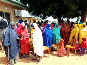 Cross section of women waiting at the venue for free testing on diabetes and hypertension at PHC Gwandagwaji, Birnin Kebbi Local Government Area of Kebbi State