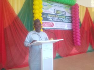 Vice-Chancellor of FUBK Professor Muhammad Zayyanu Umar speaking at the 1st International Conference of Literary Scholars Association.